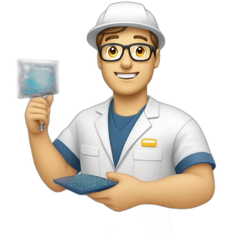 technicien qui tient une fibre optique dans la main emoji