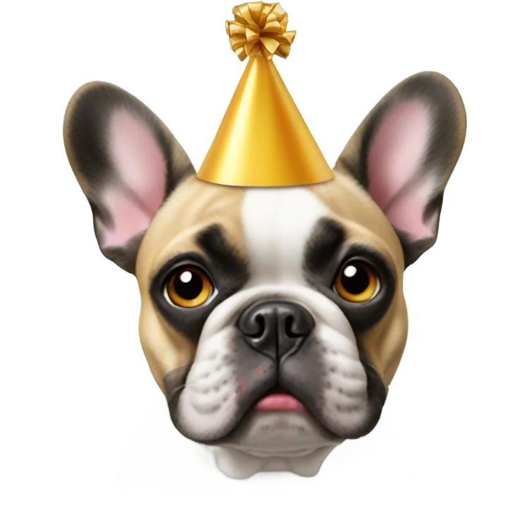 french bulldog with a party hat on its h emoji