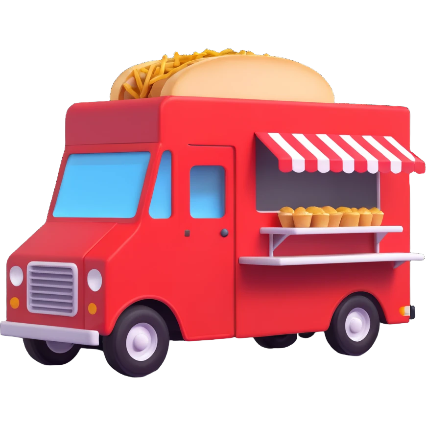 generate me a 3D red truck icecream food truck emoji