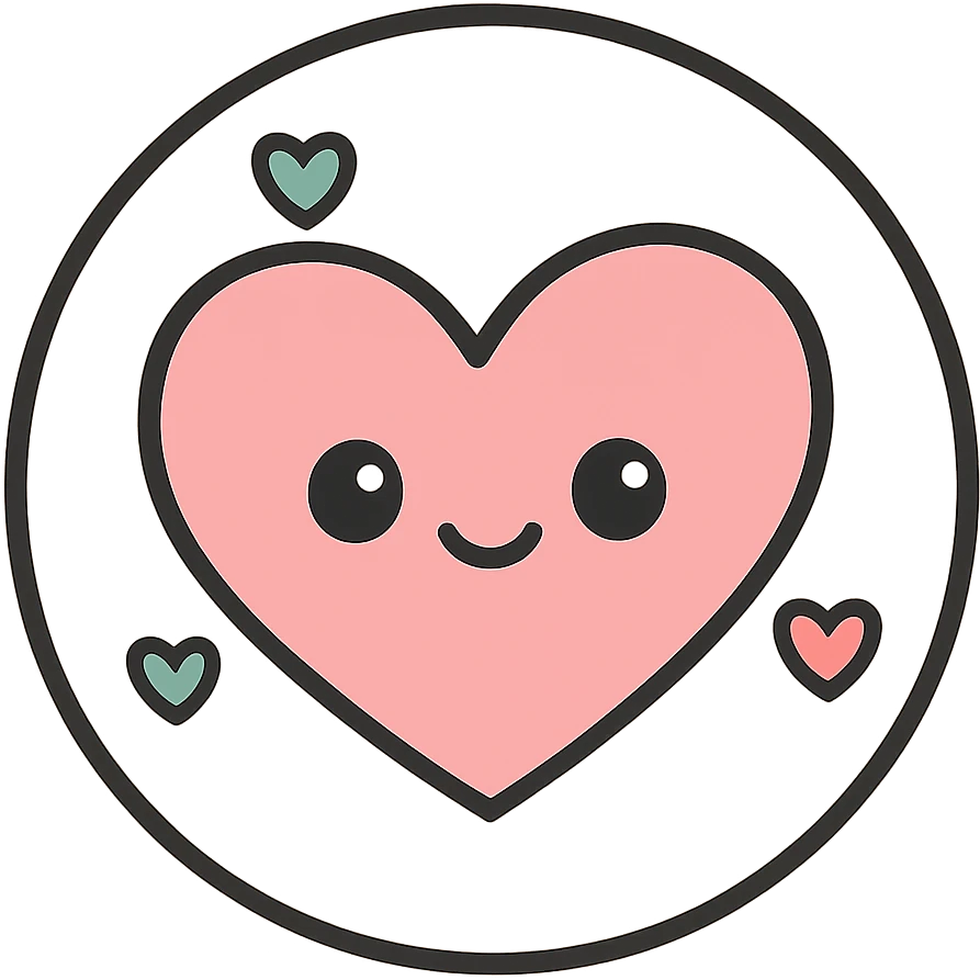 little alchemy style icon
subject: love
border: medium-black
shape: round, circular
background: white
style: full color fill with medium black outlining emoji