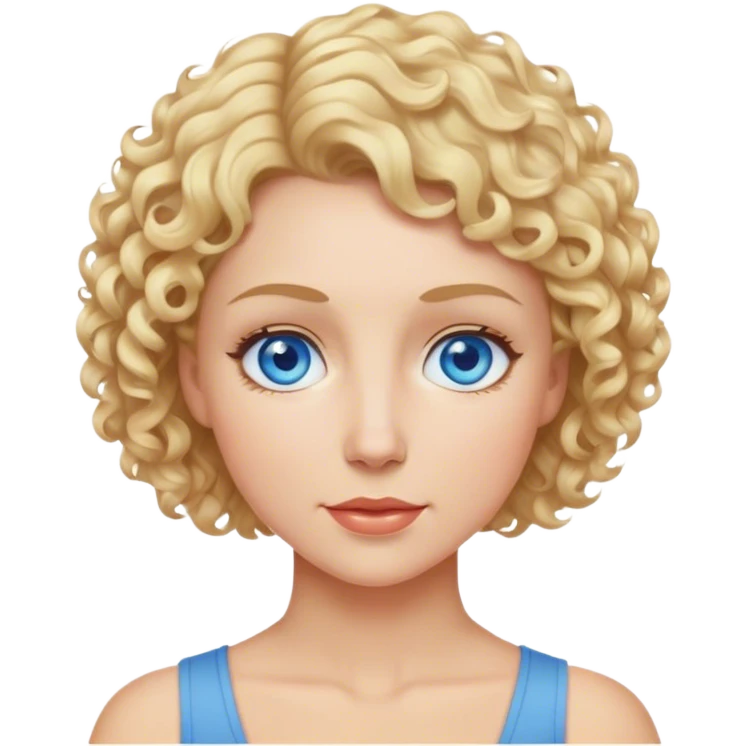 Mom with blonde short curly hair and blue eyes emoji