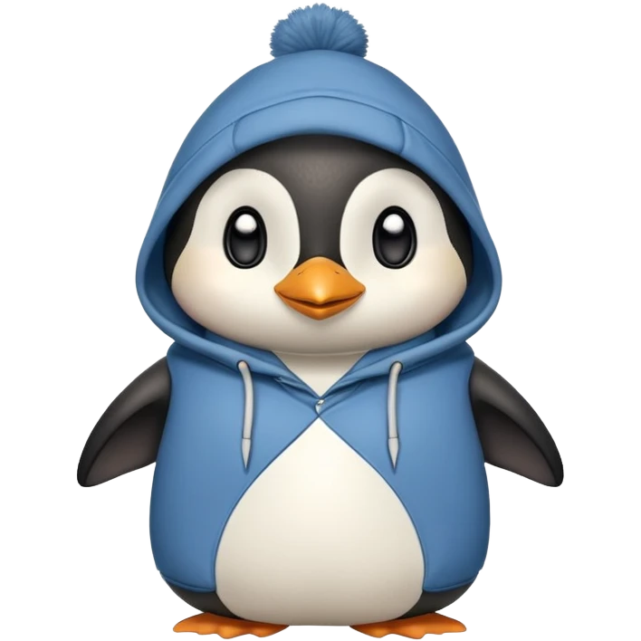 friendly anthropomorphised penguin in a hoodie and jeans standing with arms folded, smiling emoji