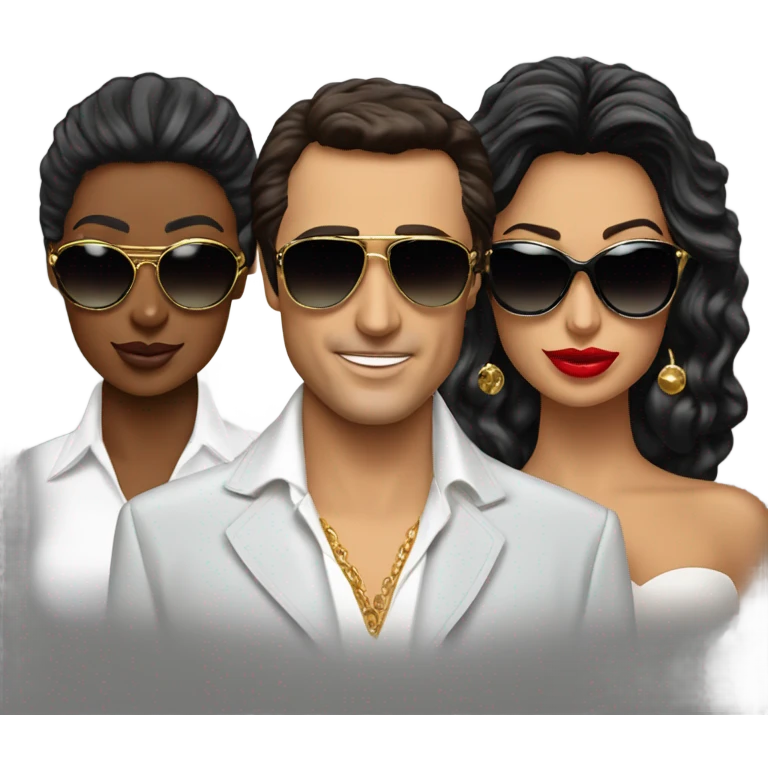 Tony Montana sunglasses with 3 attractive models emoji
