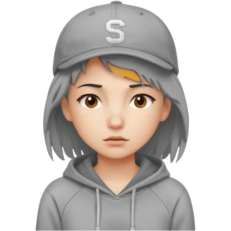 Female tech developer going back to work after christmas holidays, looking tired and wearing a hoodie and a baseballcap that says "SVT" emoji