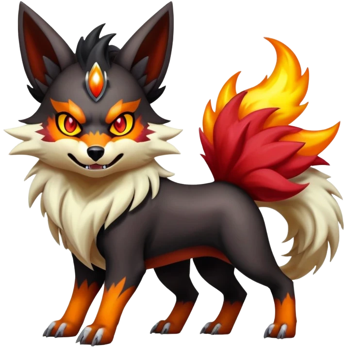 Shiny Gothic Exotic Punk’ish Cool Colorful Epic Futuristic Houndoom-Arcanine-Zorua-Torracat-Pokémon-Fakémon-hybrid-creature emoji
