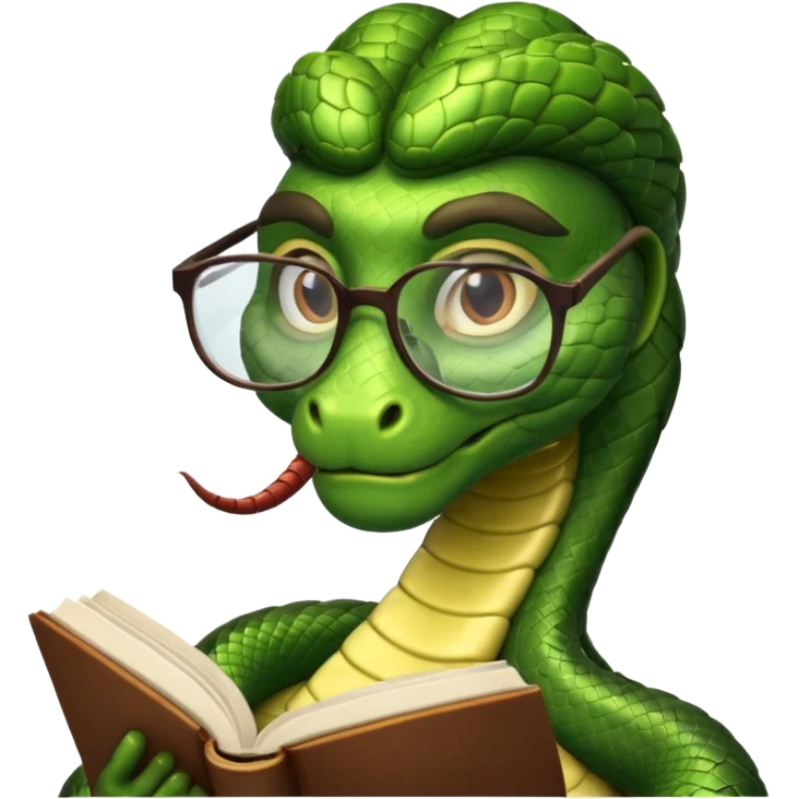 kitap okuyan gözlüklü yılan emoji