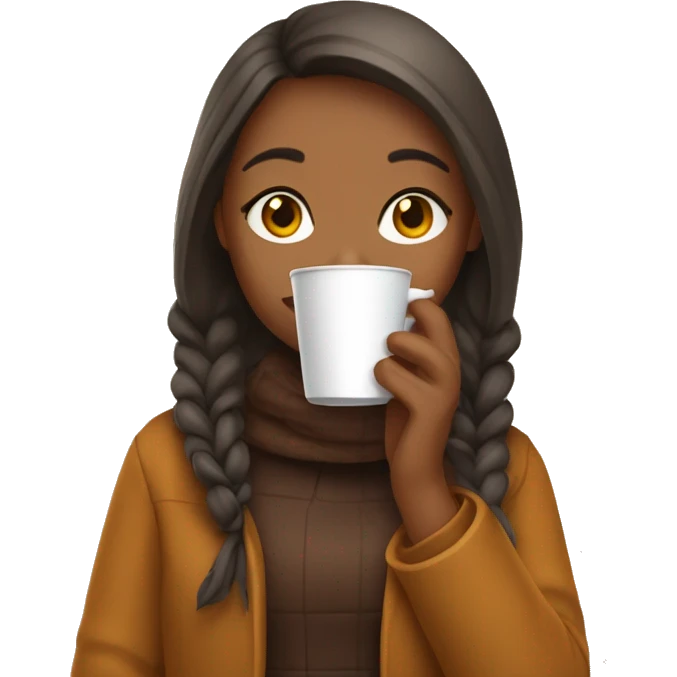 a girl in autumn season drinking coffee emoji