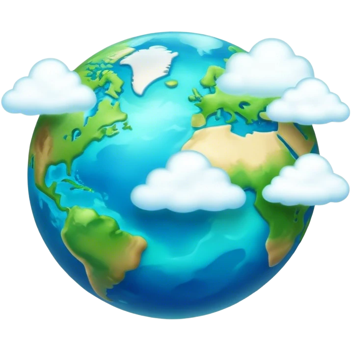 Cinematic Realistic Earth Emoji, depicted with vibrant blue oceans, clouds, and lush green continents rendered in exquisite detail, high shine, and a soft radiant glow that captures the dynamic, life-sustaining beauty of our home planet. emoji