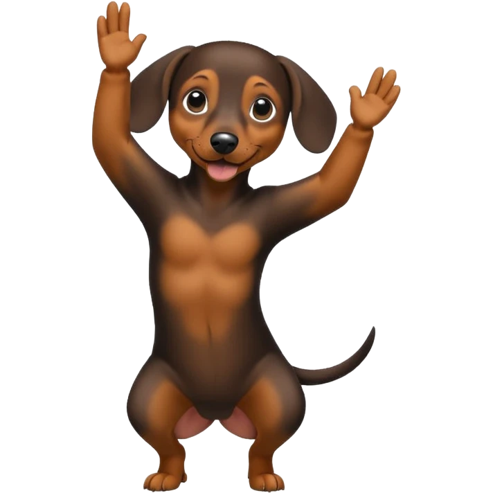 Create a dachshund doing a dab emoji