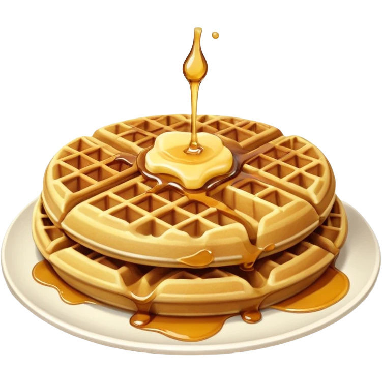 create a waffle on a plate with butter and maple syrup emoji emoji