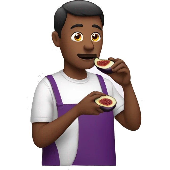 A man eating an aubergine emoji