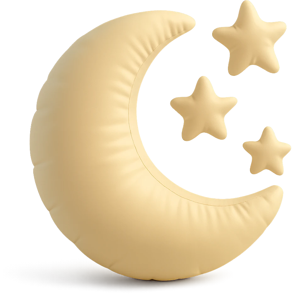 moon with stars, dreamy and soft appearance, cushion style emoji