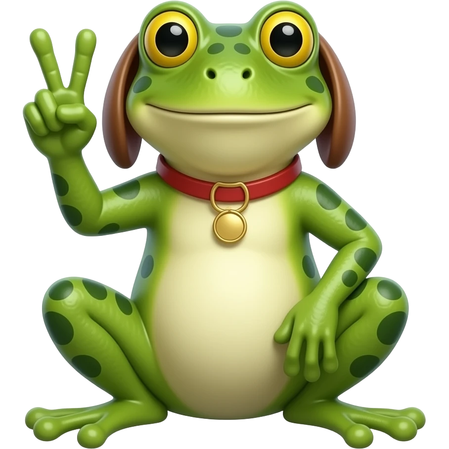 Sapo perro saludando haciendo paz emoji