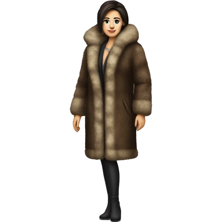 Realistic brunette mob wife full body fur coat emoji