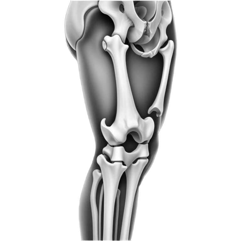 x-ray of knee joint, medical scan showing knee bones emoji