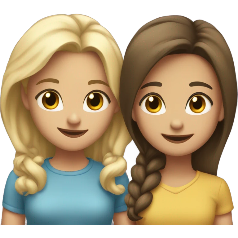 A blonde sister and a brunette sister together emoji