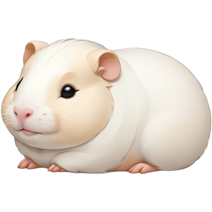 Meme-Worthy Cute Sleeping White Guinea Pig Portrait Emoji, Head resting peacefully with a contented smile, showcasing a delightfully chubby build and a luxuriously soft pure white coat, eyes shut in a serene, cozy nap, Simplified yet hilariously adorable features, highly detailed, glowing with a soft, drowsy light, high shine, relaxed and utterly lovable, stylized with an air of playful laziness, bright and heartwarming, soft glowing outline, capturing the essence of a comically sleepy guinea pig, so meme-worthy it feels like it could instantly become the next viral sensation of adorable slumber! emoji