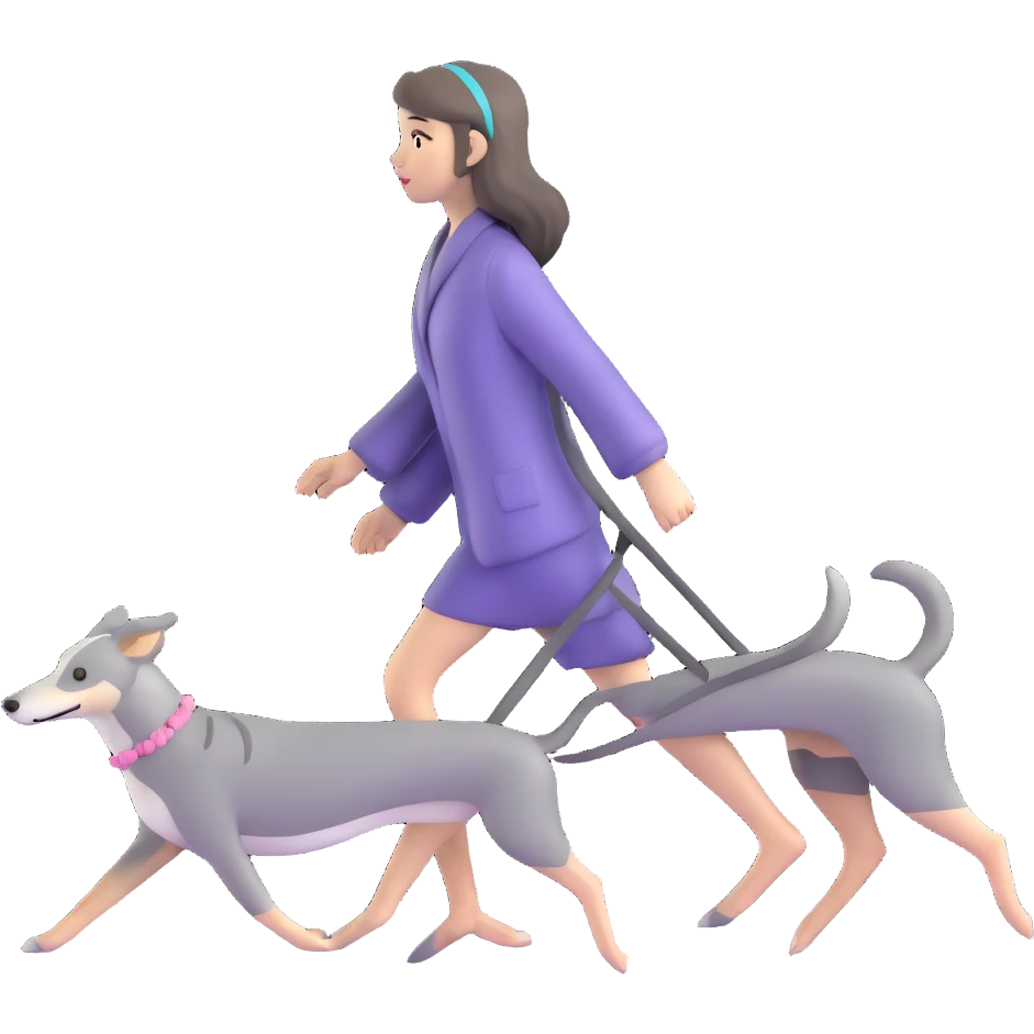 Japanese girl with flowing hair walking a solid grey greyhound with cherry blossoms in the background emoji