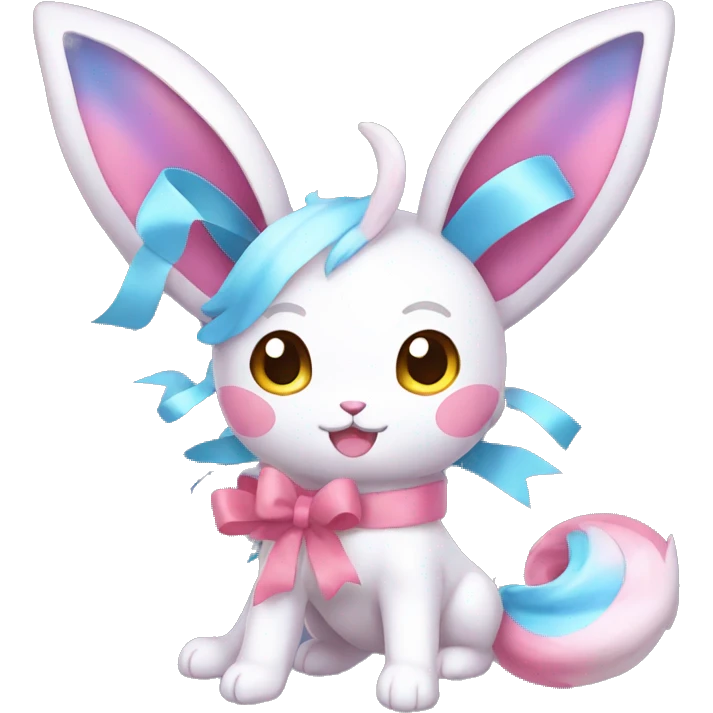 Shiny colorful Sylveon with ribbons emoji