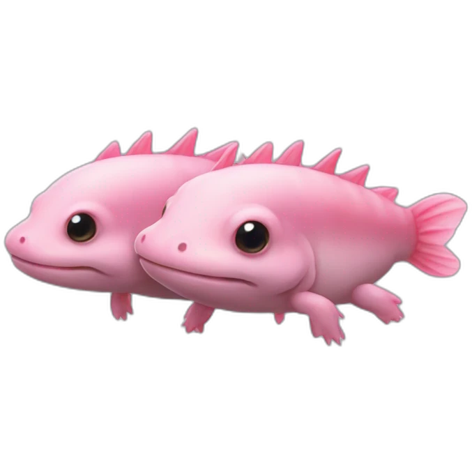 Three axolotls stacked on top of each other emoji