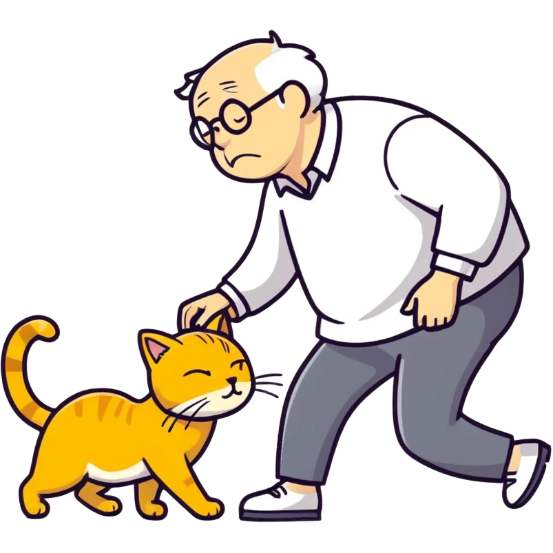 old blind man accidentally ￼stepping on golden cat emoji