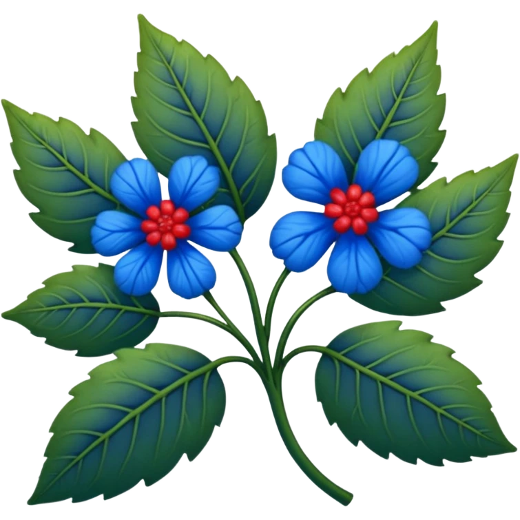 dull green leaves & red & blue flowers filigree design, leaf shapes, flower shapes, nature shapes, toxic nature, toxic plants emoji