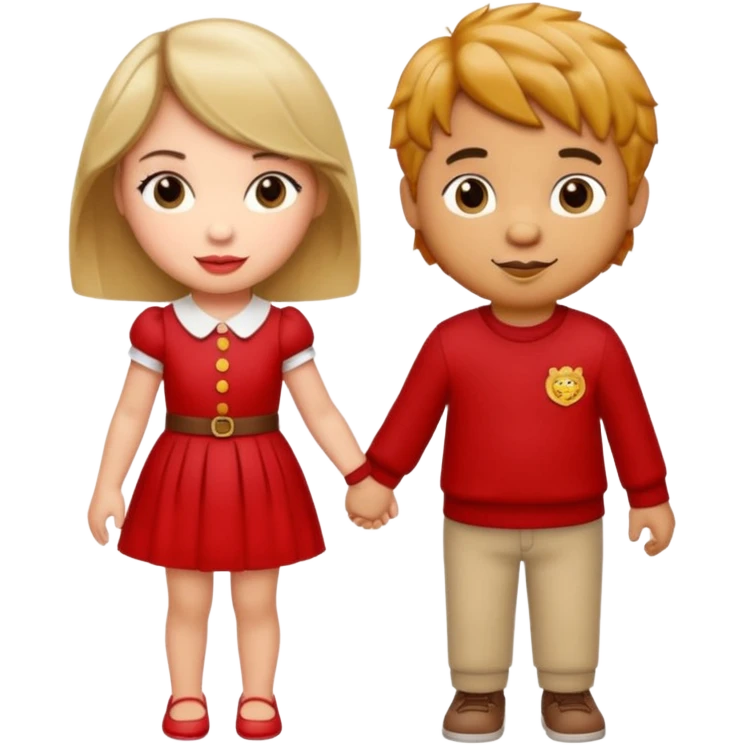 Daniel Tiger and Taylor Swift together, holding hands, minimal and charming 2D emoji style emoji