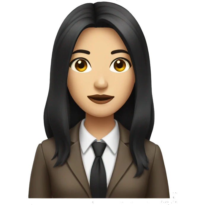 Female defense attorney with long black hair with brown suit emoji
