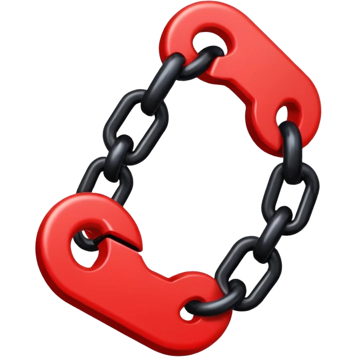 iOS sticker, broken chain, black links, red break, minimal emoji