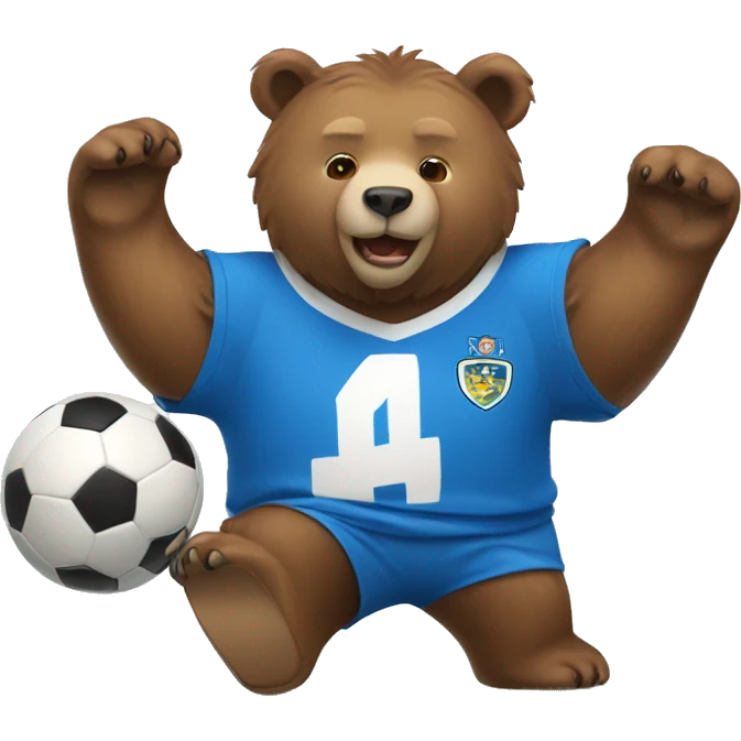 bear in a blue jersey playing soccer  emoji