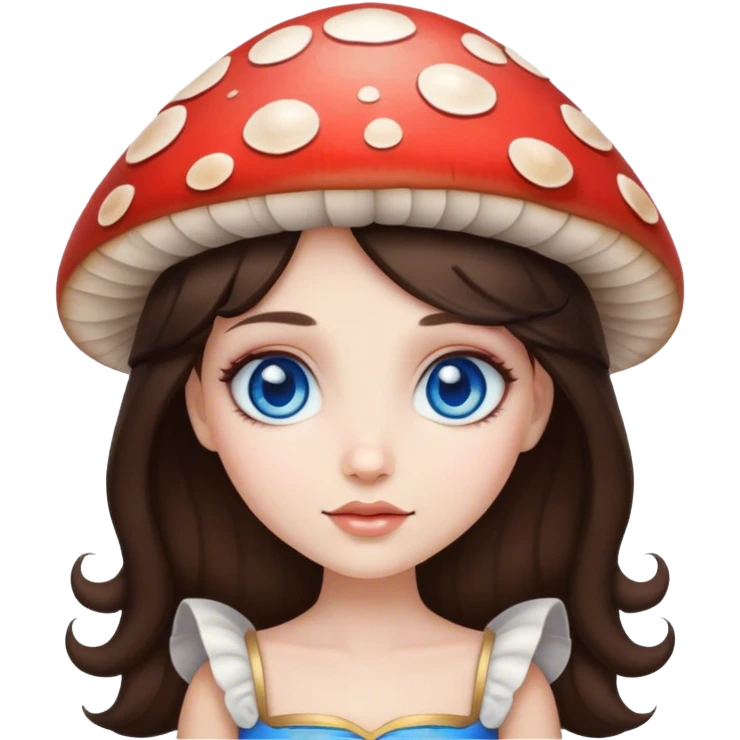 Mushroom princess brunette blue eyes emoji