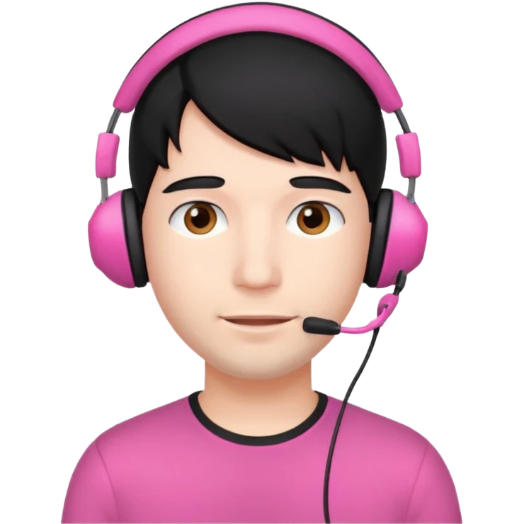 guy with black hair and pink headset emoji