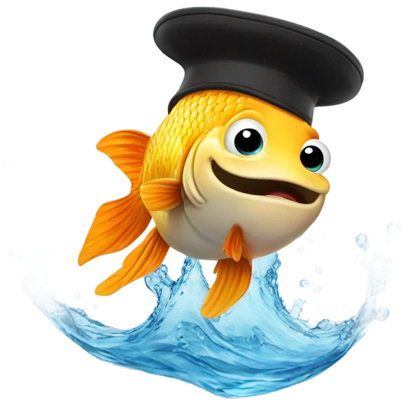 A fish jumping into a hat  emoji