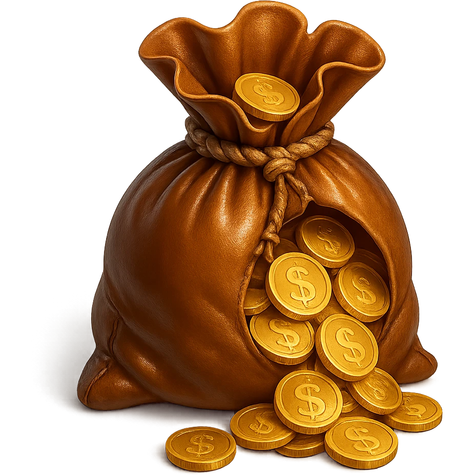 3d skeuomorphic money bag emoji