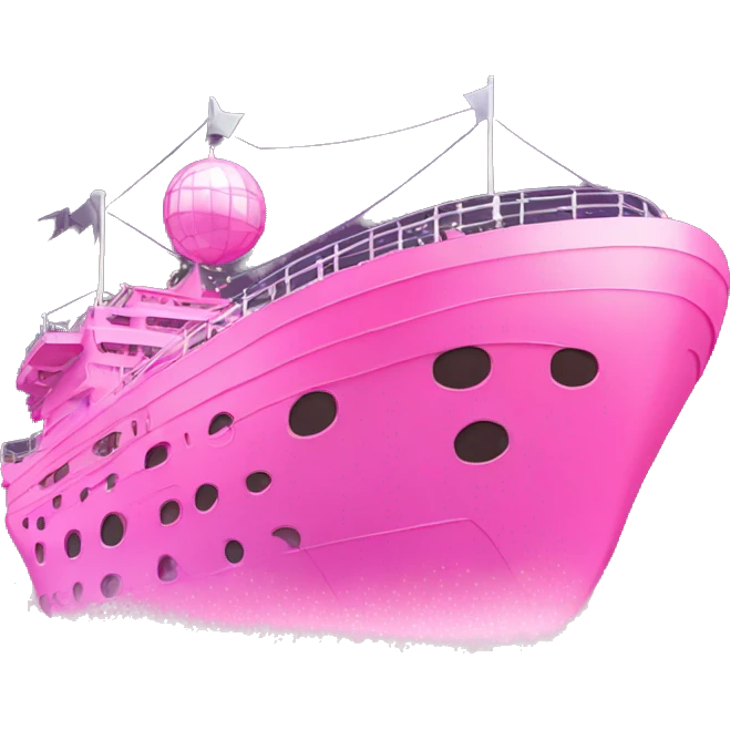 Large pink ship with disco ball emoji