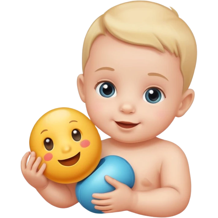 friendly and fun baby crawling with a toy nearby emoji