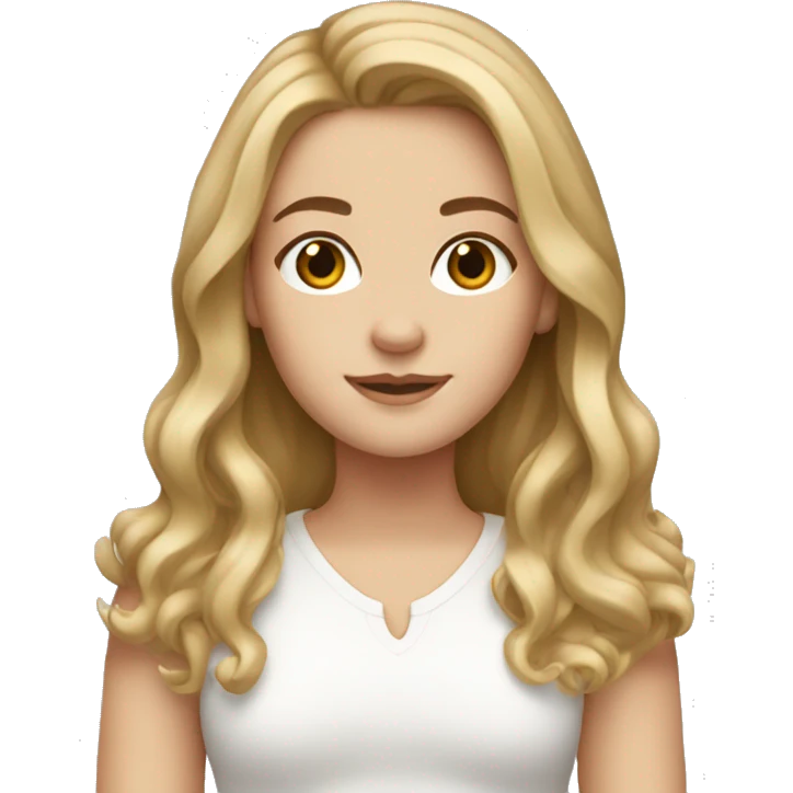 White girl with brown blond hair middle part emoji