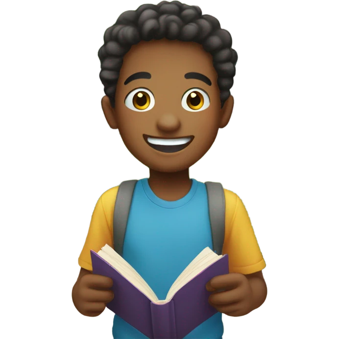 smiling boy with book outdoors emoji