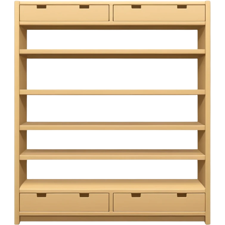 "Minimalist Japanese shelf display, products aligned identically in horizontal rows, each item repeated directly behind the other (multiple units in depth), vertically varied by type, clean spacing, precise symmetry, soft neutral lighting, front-facing packages, ultra-detailed." emoji