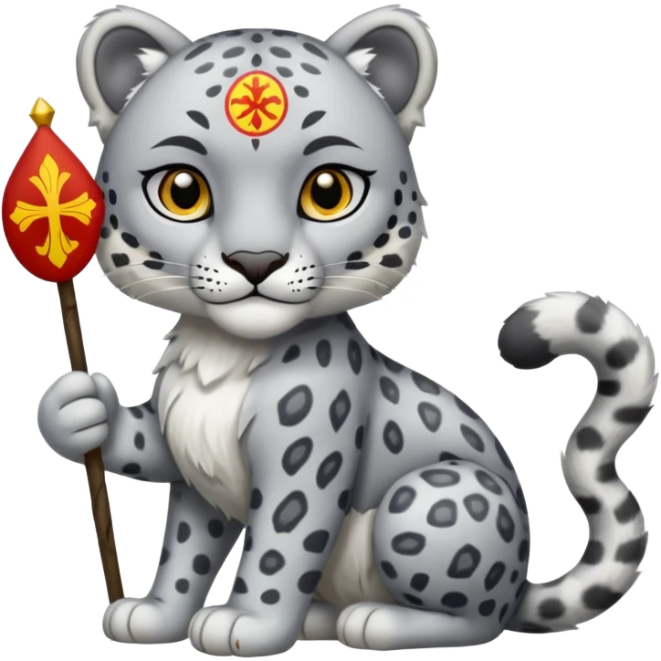 снежный барс - символ Кыргызстана.  я хочу получить картину снежного барса. Тело должно выглядеть как у человек в полный рост emoji