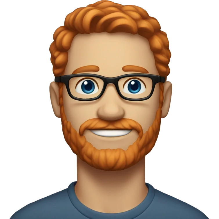 35 years old, male, red hair, glasses, blue eyes, light complexion, no beard or mustache emoji