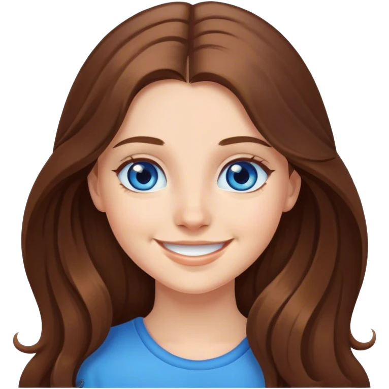 smiling girl portrait with long hair blue eyes  emoji