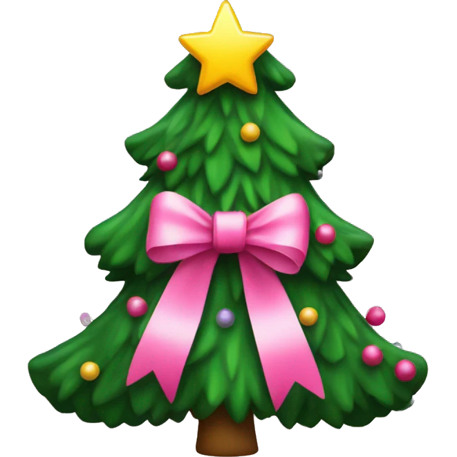 Christmas tree with pink bow  emoji