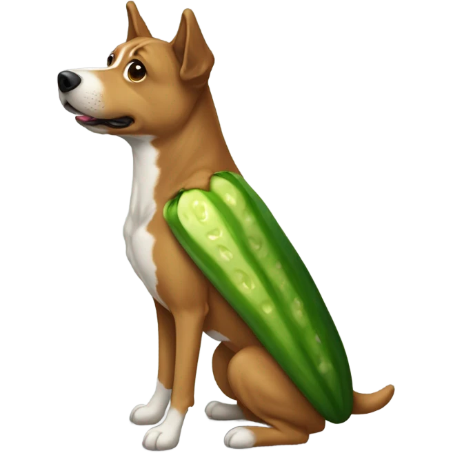 Perro disfrazado de pepino emoji
