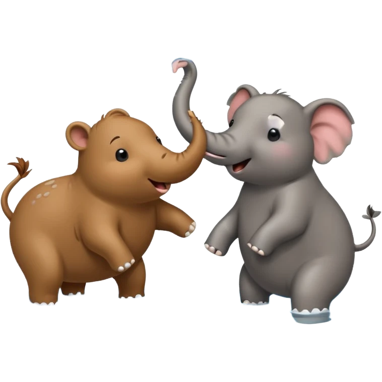capybara and an elephant play happily with each other on water emoji
