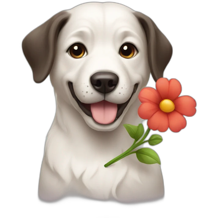 a dog with a flower emoji