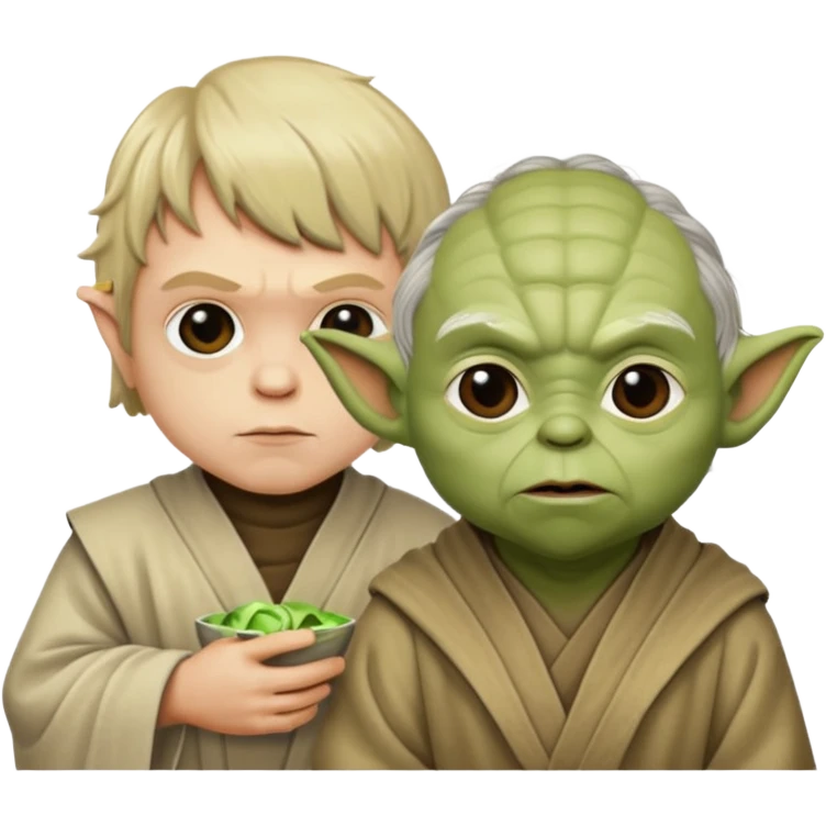 Yoda teaching Luke skywalker from "Star Wars" the movie emoji