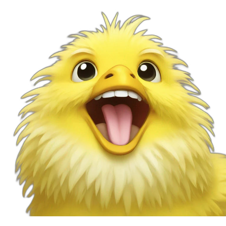 yellow fluffy chick laughing funny emoji