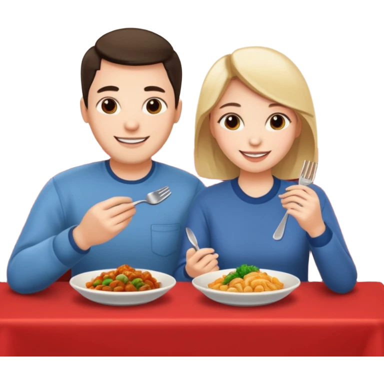ligth couple having dinner at a Chinese restaurant emoji
