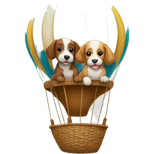 Puppies riding in a hot air balloon. emoji